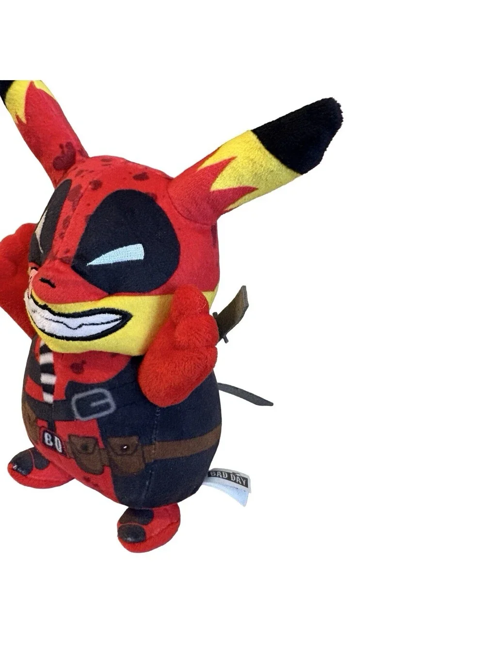 Pikachu Pokémon Deadpool Plush With Tag ‘Bad Day’ Cuddly Soft Plushie